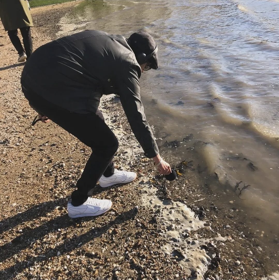 Recording seaweed at the shoreline with a microphone